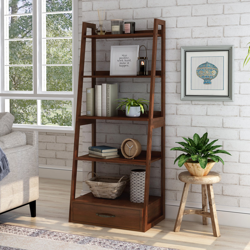 Ladder bookshelf with drawers discount